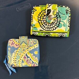 Vera Bradley Yellow Green Blue Floral Quilted Wallets (Set of 2)